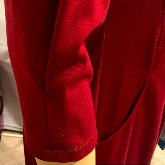 IGIGI Designers A-Line Dress Size 18/20 Red 3/4 Sleeve Pockets Square Neck NWOT - Picture 5 of 11